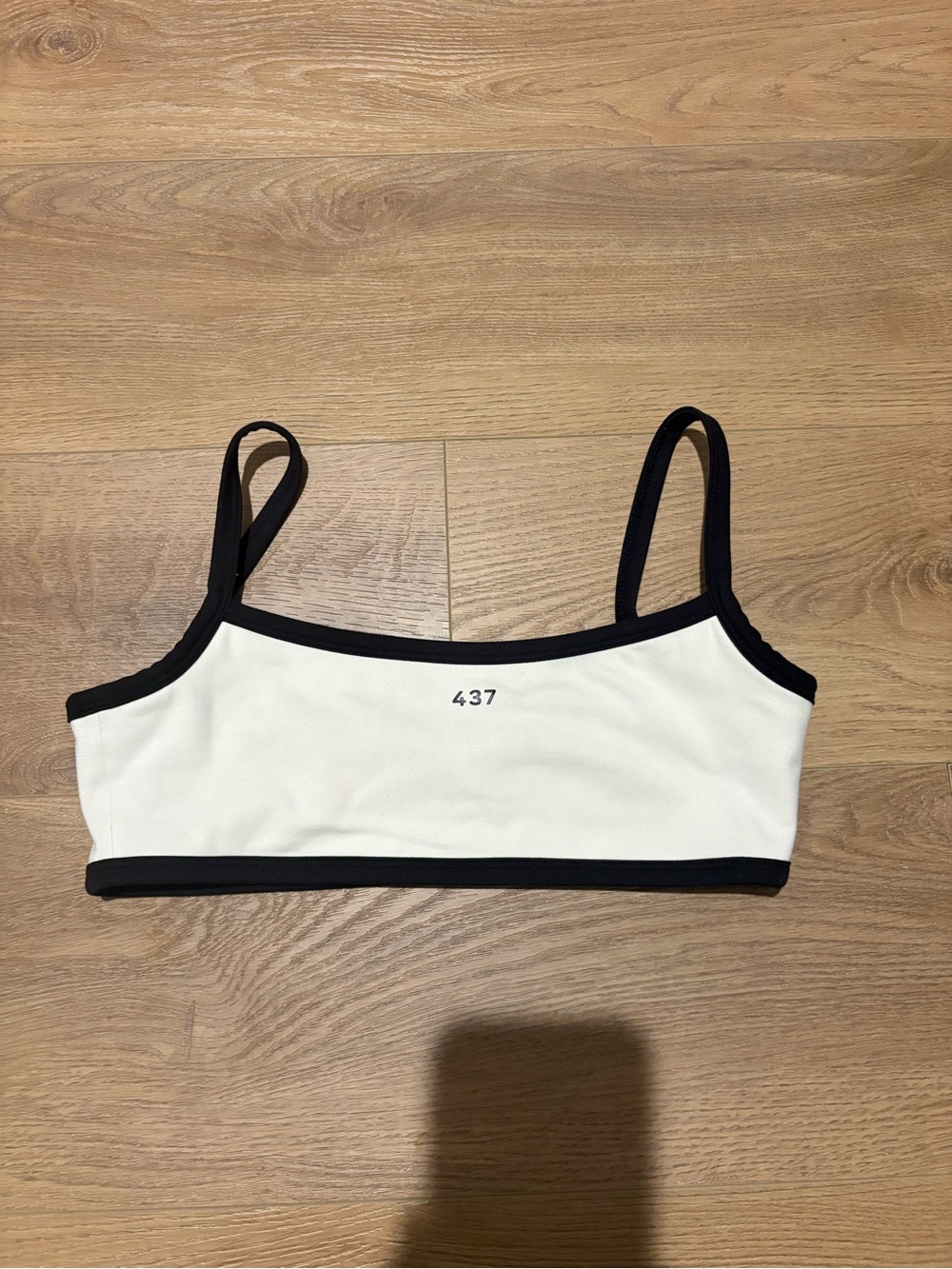 437 Contrast-Trim White & Black Bra Small